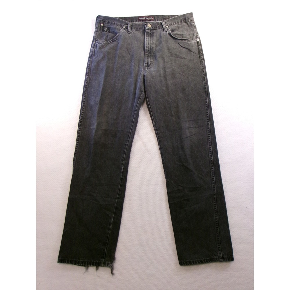 Wrangler Dale Earnhardt Jeans Mens 36x32 Black Frayed Hem 96DESCB #3 Logo